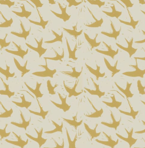 Bird by Bird, Mustard | Fabric in Linens & Bedding by Philomela Textiles & Wallpaper. Item made of cotton