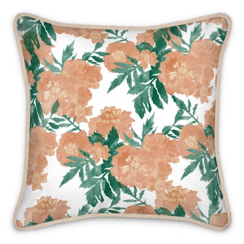Marigold Floral Silk Cushion | Pillows by Sean Martorana. Item made of cotton