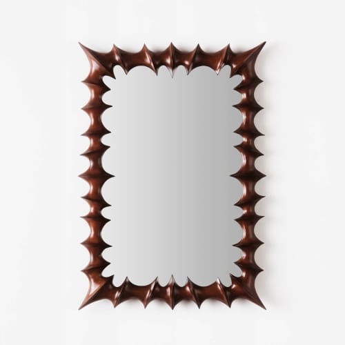 Brutalist Mirror Small Natural Wood | Work by District Loom