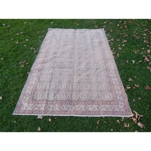 Handknotted Wool Kayseri Rug with Rich Border - Dining Room | Area Rug in Rugs by Vintage Pillows Store. Item composed of cotton