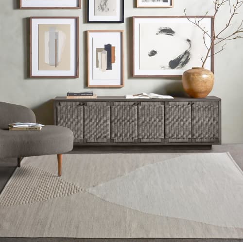 Ivory Handmade Wool Rug Neutral Area Carpet Scandinavian Minimalist Modern Contemporary Bedroom Decor | Area Rug in Rugs by Swiflo