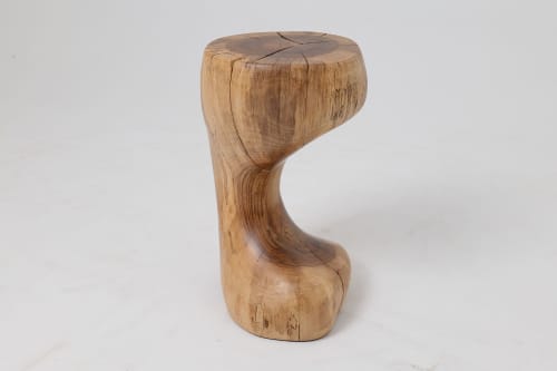 Sculptural Side Table, Stool, Solid Wood, Walnut, Contemporary Design | Tables by Logniture