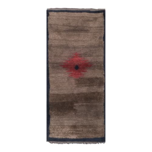 Turkish Macchiato Color Wool Tulu Rug With Tribal Details | Area Rug in Rugs by Vintage Pillows Store. Item made of cotton & fiber