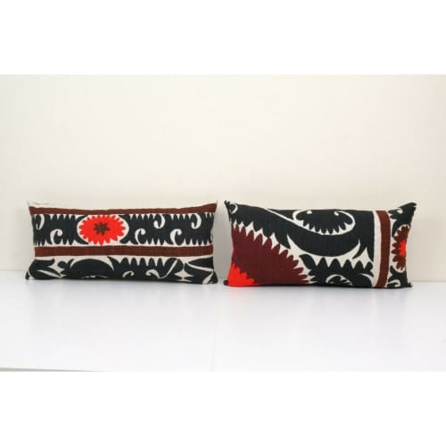 12" x 26" Set of Two Suzani Pillow Case | Sham in Linens & Bedding by Vintage Pillows Store. Item composed of fabric