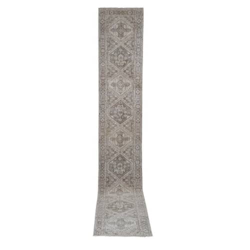 Vintage Faded Turkish Runner Rug - Designer Hallway Carpet | Rugs by Vintage Pillows Store. Item composed of wool and fiber