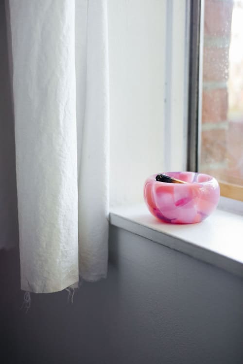 Glass Blown Pink Moon Bowl | Decorative Bowl in Decorative Objects by Maria Ida Designs. Item composed of glass