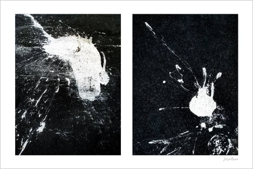 Spills Diptych #05: Conversing White Blobs (small sale size) | Photography by Susan Bowen Photos