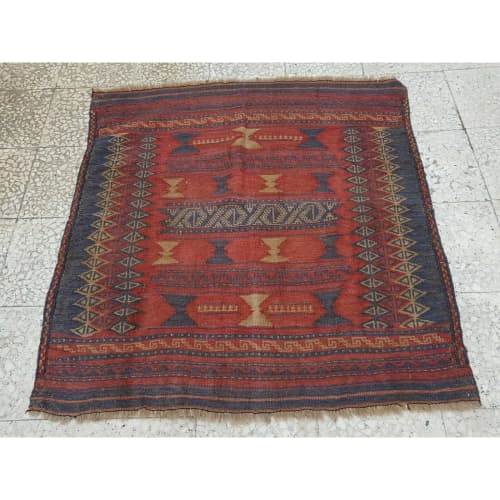 Caucasian Handwoven Kilim Rug 3'10'' x 3'11'' | Area Rug in Rugs by Vintage Pillows Store. Item made of fabric & fiber