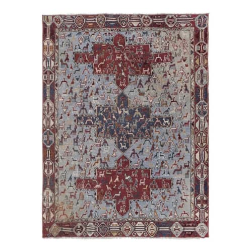 Handwoven Tribal Embroidery Tapestry Kilim | Small Rug in Rugs by Vintage Pillows Store. Item made of cotton with fiber