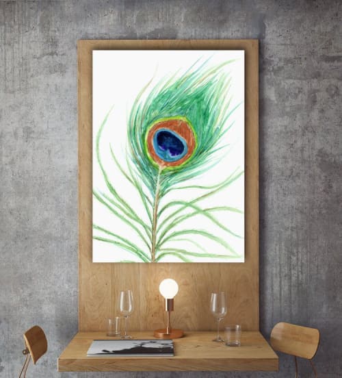 Peacock Feather | Prints by Brazen Edwards Artist. Item made of canvas with paper