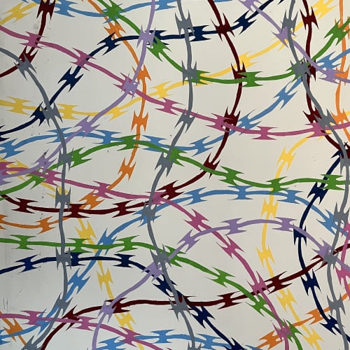Trapped 38"x 34" | Oil And Acrylic Painting in Paintings by Emeline Tate. Item made of canvas & synthetic
