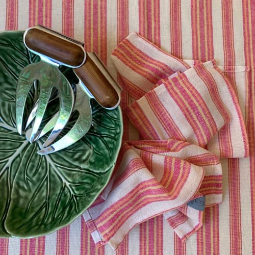 Andana Sustainable Tablecloth Set - Magenta | Napkin in Linens & Bedding by HILANA: Upcycled Cotton. Item composed of fabric