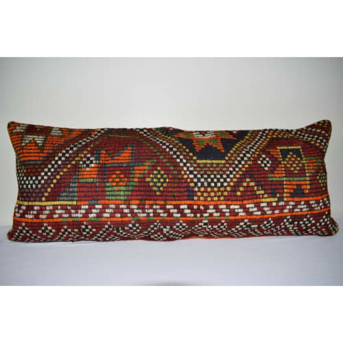 16" X 40" Cicim Body Pillow Fashioned from an Anatolian | Sham in Linens & Bedding by Vintage Pillows Store. Item made of cotton with fiber