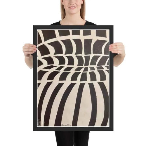 Framed Print - Optical Web - Op Art Black & White Illusion | Work by Eman's Gallery