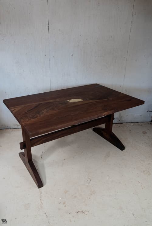 YingYang Walnut Bookmatched Desk | Tables by Simon Silver Designs. Item made of wood