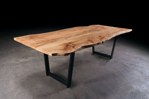 Live Edge Maple Timberbeast Dining Table | Tables by Urban Lumber Co.. Item composed of maple wood & steel