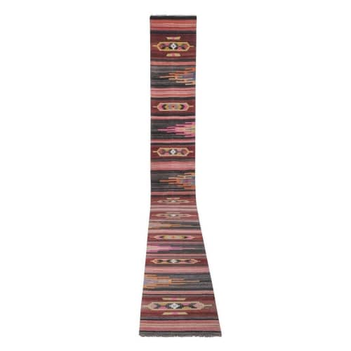Handmade Extra Long Kilim Runner Stair Tread - Hand-Woven | Runner Rug in Rugs by Vintage Pillows Store. Item made of wool with fiber