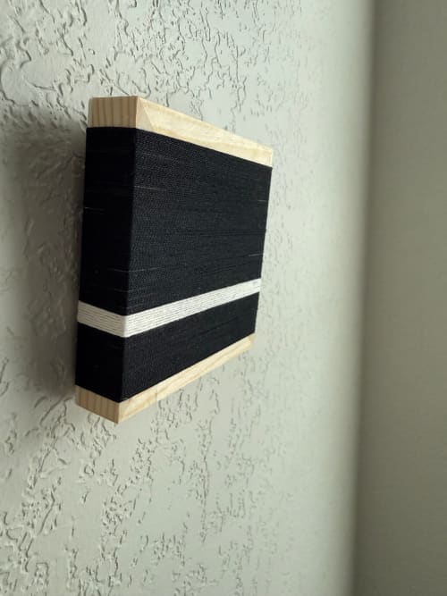 Mini Woven Tile - String Theory- Black and White #2 | Wall Sculpture in Wall Hangings by Mpwovenn Fiber Art by Mindy Pantuso
