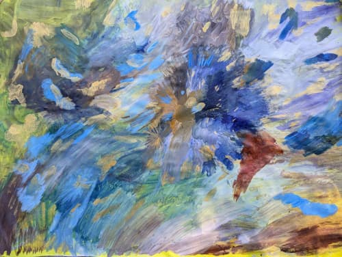 Dreamscape | Oil And Acrylic Painting in Paintings by Parineeta Patel- Nature Inspired Cosmic Abstracts. Item compatible with mid century modern and contemporary style