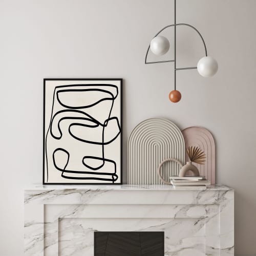 Large Abstract Line Art Print, Mid century modern living | Prints by Capricorn Press. Item made of paper works with minimalism & mid century modern style