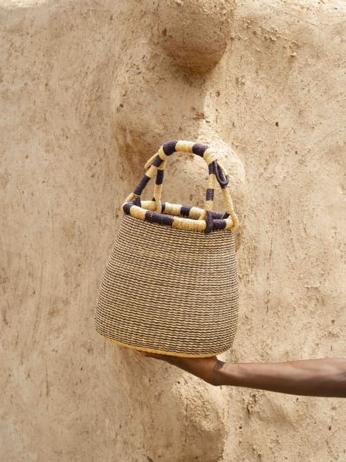 Bowl Black/Natural Stripe Basket by AKETEKETE | Wescover Storage