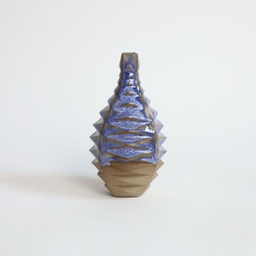 Square in Coral Blue | Vase in Vases & Vessels by by Alejandra Design. Item composed of ceramic