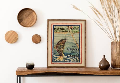 Fish Art, Vintage Kitchen Decor, Rustic Cabin Decor, Antique | Prints by Capricorn Press. Item composed of paper in boho or minimalism style