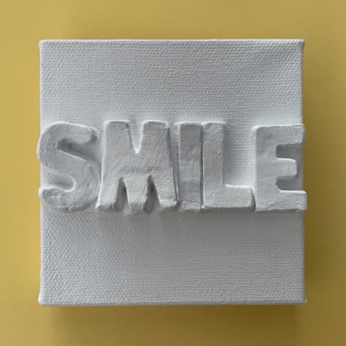 Smile 4" x 4" | Mixed Media in Paintings by Emeline Tate. Item composed of canvas and synthetic