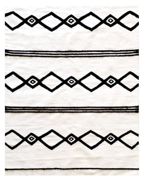 Roxie Handwoven Black and Cream Area Rug | Rugs by Mumo Toronto. Item composed of wool