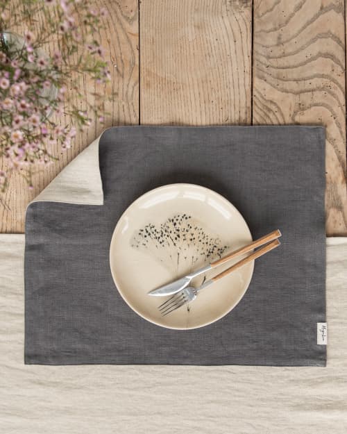Double Layer Linen Placemat Set Of 2 | Tableware by MagicLinen. Item composed of fabric