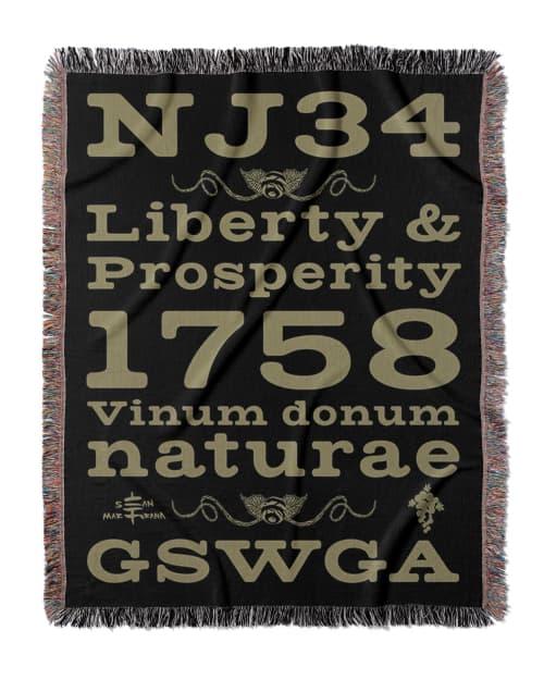 VIN - Ambrosia Typography Jacquard Woven Blanket for the Gar | Linens & Bedding by Sean Martorana. Item composed of cotton