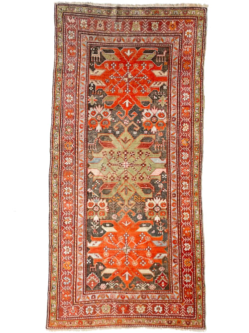 Sensational Caucasian Karabagh | Muted Rust, Pistachio/Soft | Area Rug in Rugs by The Loom House. Item made of wool with fiber