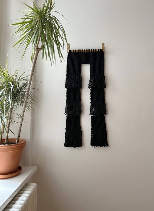 Portal | Small | Black | Macrame Wall Hanging in Wall Hangings by Dörte Bundt. Item made of birch wood with cotton works with eclectic & maximalism & coastal style