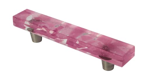 Millennial Pink Blush Pink 4" CC Pull | Hardware by Windborne Studios. Item made of stone with glass