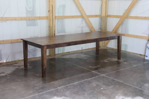 Pine Stained Modern Shaker Dining Table | Tables by Hazel Oak Farms. Item composed of oak wood