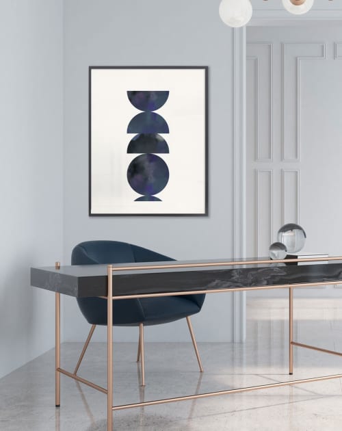 Minimal Watercolor Abstract Print with Geometric Shapes and | Prints by Capricorn Press. Item made of paper works with boho & minimalism style