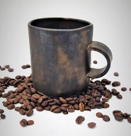 Ceramic Coffee Mug, Handmade Pottery Mug, Bronze Coffee Mug | Drinkware by YomYomceramic. Item composed of ceramic