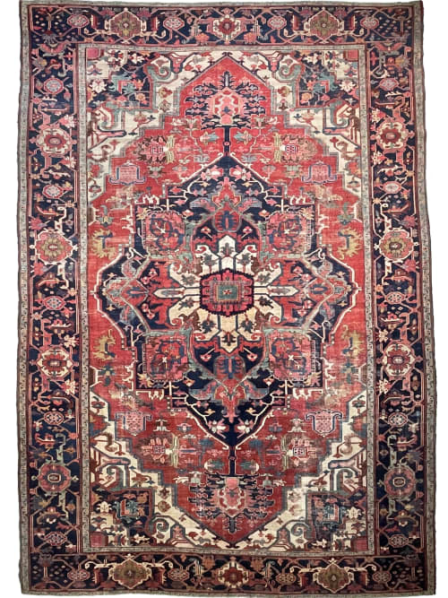 RARE EUROPEAN SIZE| Turn-of-the-Century Old DISTINCT Antique | Area Rug in Rugs by The Loom House. Item composed of fiber