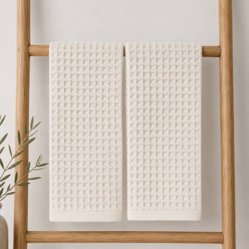 2 pc Kitchen Waffle Towel Set | Tea Towel in Linens & Bedding by Busa Designs