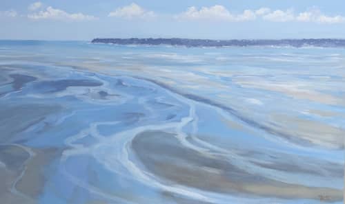 Mont-Saint-Michel Bay Normandy | Oil And Acrylic Painting in Paintings by Meredith H. Item composed of canvas compatible with contemporary and coastal style