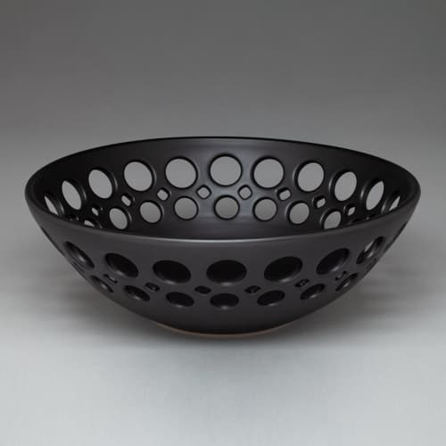 Round Demi Pierced Bowl - Black | Decorative Objects by Lynne Meade