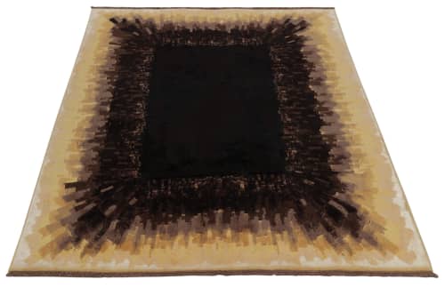 Rug & Kilim’s Art Deco Style Modern Rug in Black, Brown and Gold Borders | Area Rug in Rugs by Rug and Kilim