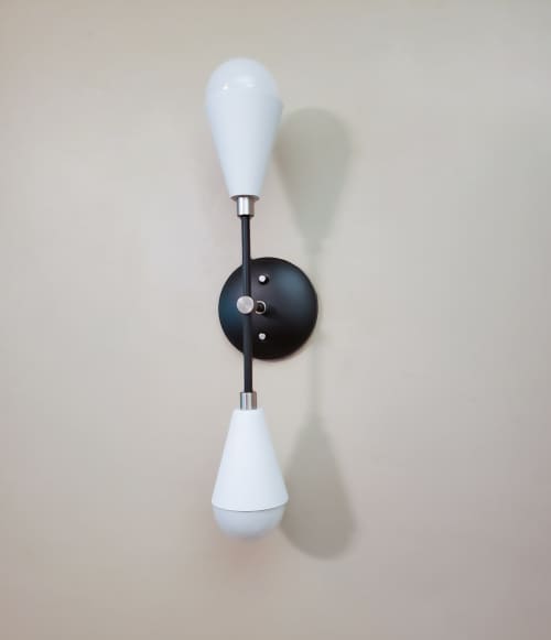 Modern Wall Sconce - Mid Century Wall Light - Black White | Sconces by Retro Steam Works. Item composed of metal compatible with mid century modern and modern style