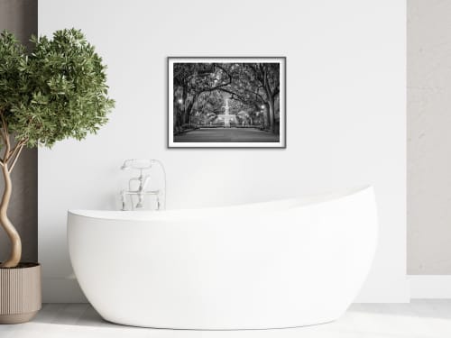 Fountain Forsyth Park Black and White Landscape Photograph | Photography by PIPA Designs