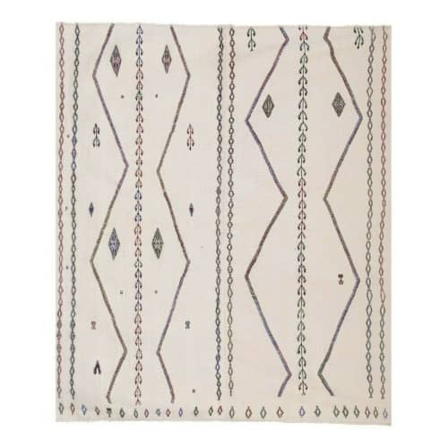 Vintage White Simple and Plain Large Turkish Oushak Kilim | Area Rug in Rugs by Vintage Pillows Store. Item made of wool & fiber