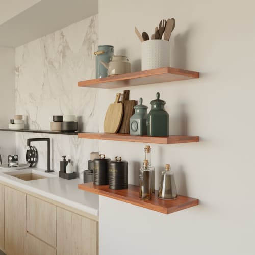 Custom Floating Shelves, Handcrafted Rustic And Modern Shelf | Ledge in Storage by Picwoodwork. Item made of oak wood