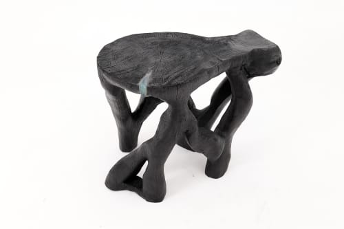 Rustic Sculptural Coffee Table, Burnt Black Wood, Carved, Unique, Logniture | Tables by Logniture