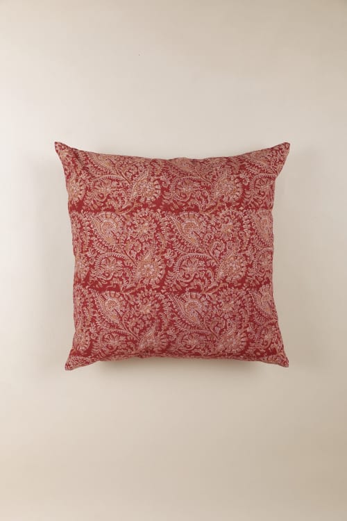 Scarlet Echo Kalamkari Pillow | Pillows by Ninéh
