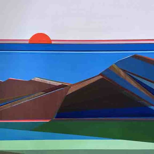 Golden Coast- 40x40 Geometric Landscape | Shilo Ratner | Paintings by Shilo Ratner