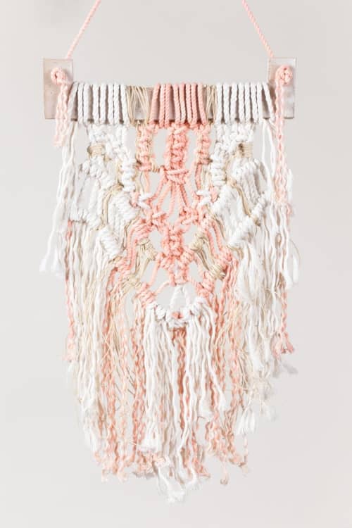 Pretty in Pink Wall Hanging | Macrame Wall Hanging in Wall Hangings by Modern Macramé by Emily Katz. Item composed of fiber